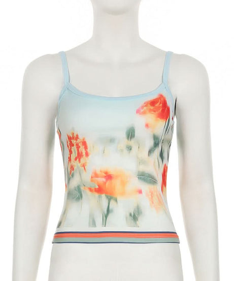 Soft Knit Autumn Bloom Cami Top - Effortless Floral Tank for Fall Layering