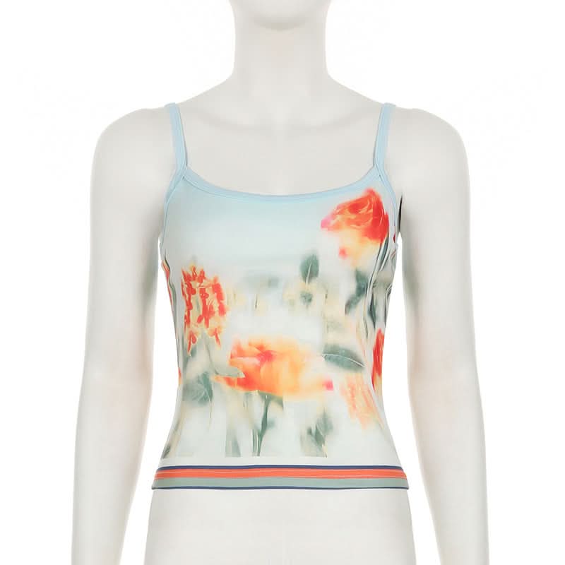 Soft Knit Autumn Bloom Cami Top - Effortless Floral Tank for Fall Layering