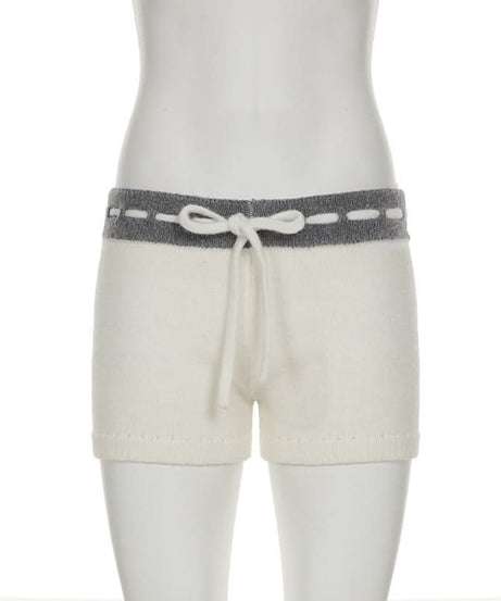 Cozy Knit Drawstring Lounge Shorts with Star Detail - Perfect for Fall