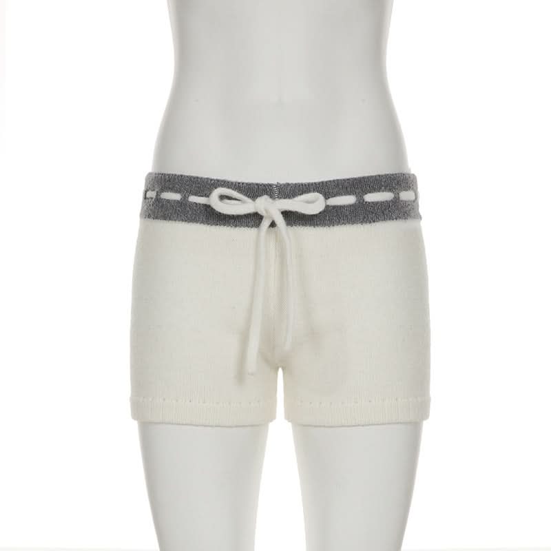 Cozy Knit Drawstring Lounge Shorts with Star Detail - Perfect for Fall