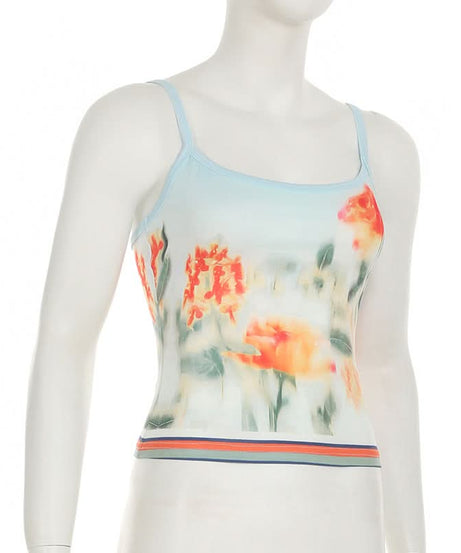 Soft Knit Autumn Bloom Cami Top - Effortless Floral Tank for Fall Layering