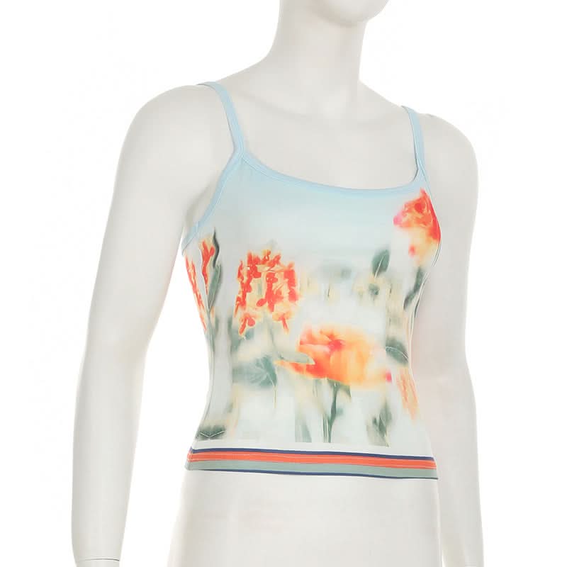 Soft Knit Autumn Bloom Cami Top - Effortless Floral Tank for Fall Layering