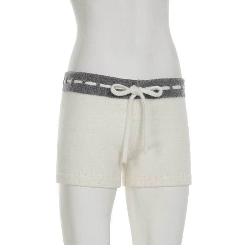 Cozy Knit Drawstring Lounge Shorts with Star Detail - Perfect for Fall