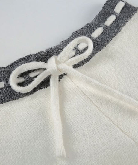 Cozy Knit Drawstring Lounge Shorts with Star Detail - Perfect for Fall