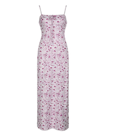 Effortless Chic: Paisley Floral Cami Maxi Dress with Tie-Front - Perfect for Fall Getaways & Layering