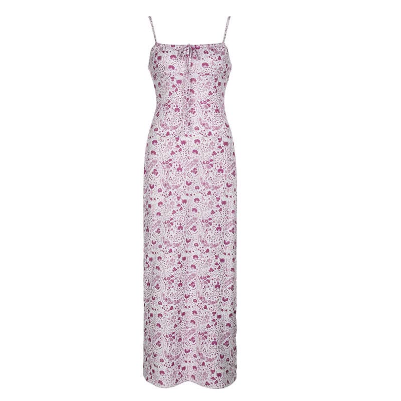 Effortless Chic: Paisley Floral Cami Maxi Dress with Tie-Front - Perfect for Fall Getaways & Layering