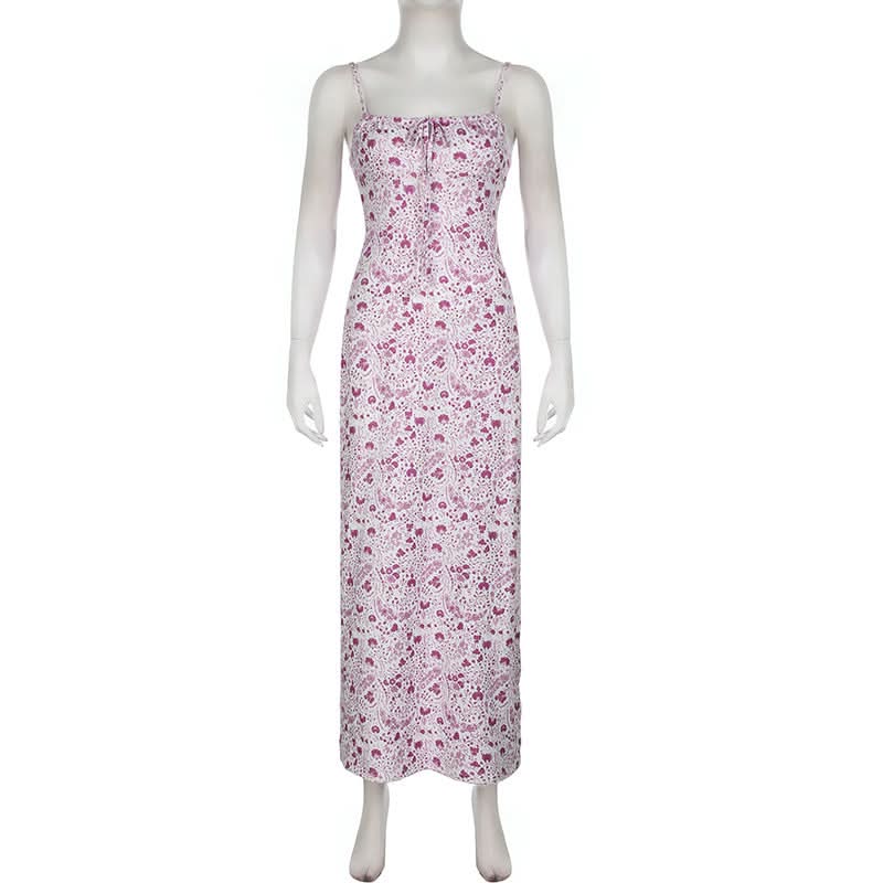 Effortless Chic: Paisley Floral Cami Maxi Dress with Tie-Front - Perfect for Fall Getaways & Layering