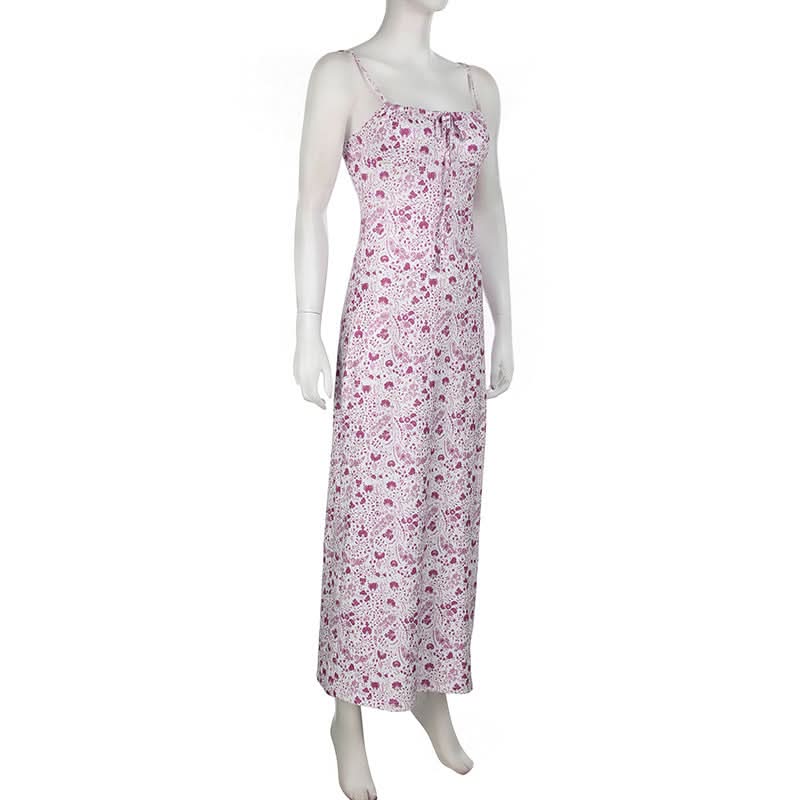 Effortless Chic: Paisley Floral Cami Maxi Dress with Tie-Front - Perfect for Fall Getaways & Layering