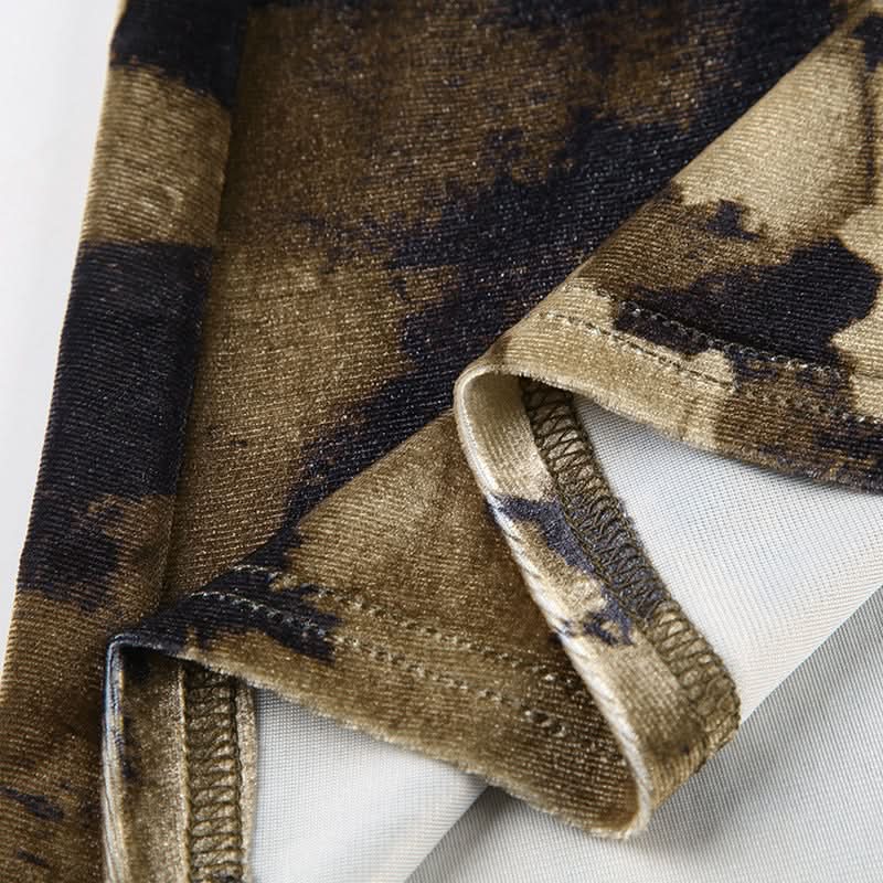 Chic Abstract Camo Maxi Slip Dress – Backless Elegance for Fall Nights