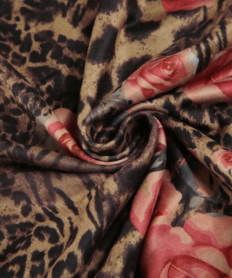 Fierce Floral Leopard Print Mock Neck Top - Chic Ruched Sleeveless Blouse