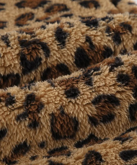 Cozy Chic: Plush Leopard Print Drawstring Straight Leg Loungewear Pants for Fall