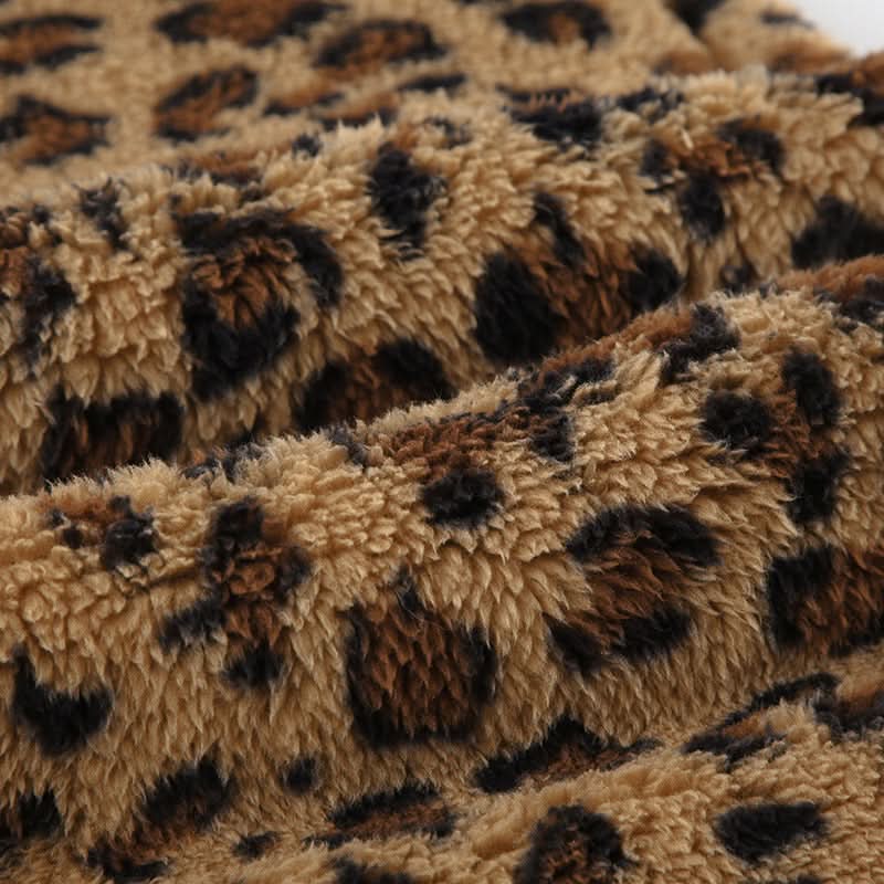 Cozy Chic: Plush Leopard Print Drawstring Straight Leg Loungewear Pants for Fall