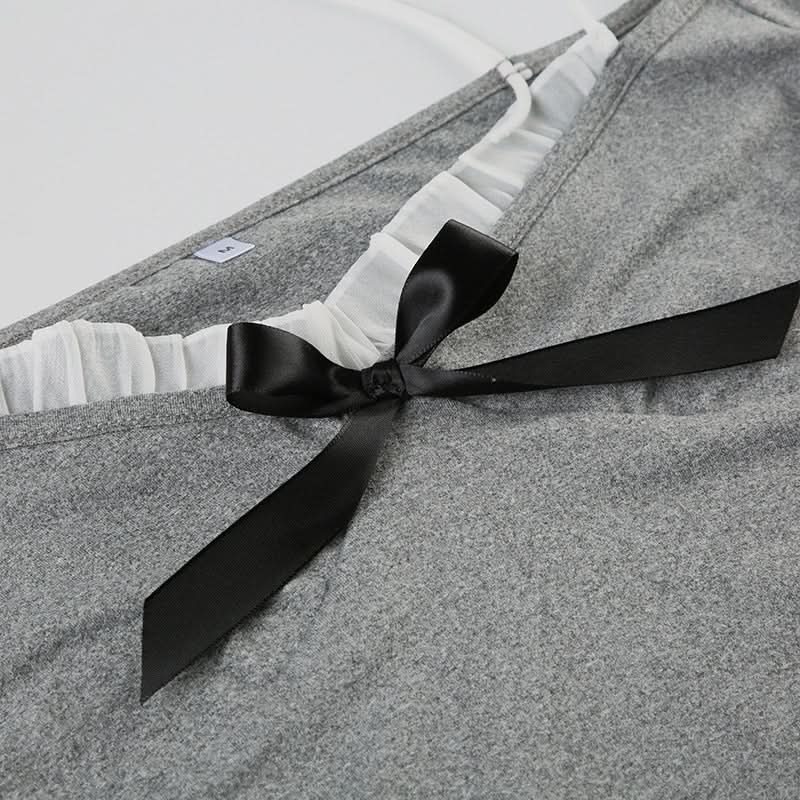 Fall Darling Ruffle Bow Long Sleeve Top - Chic Off-Shoulder & Strappy Y2K Inspired Style