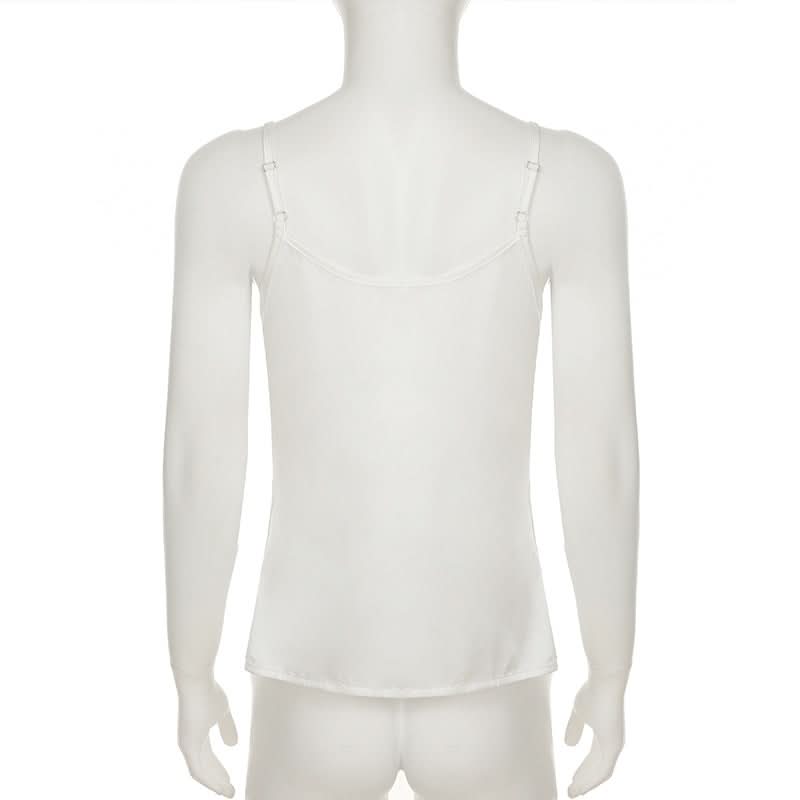 Fall Luxe: Silky Satin Lace V-Neck Cami with Self-Tie Detail – Perfect for Layering & Holiday Glam