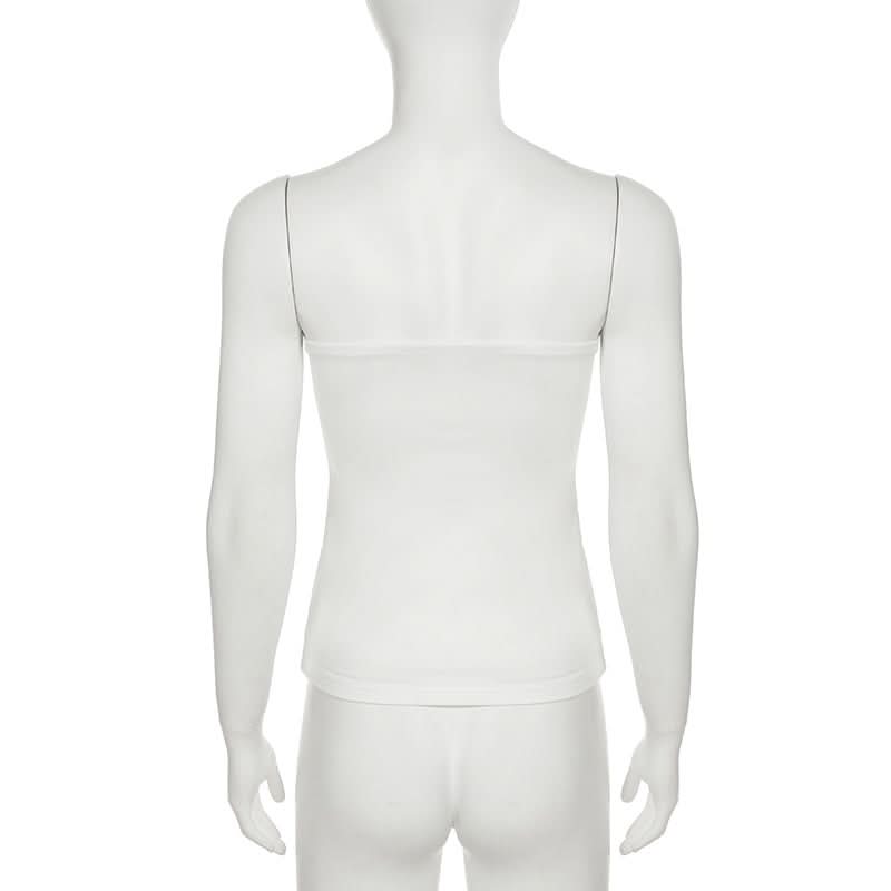 Chic Monochrome Rose Print Strapless Tube Top - Effortless Fall Style