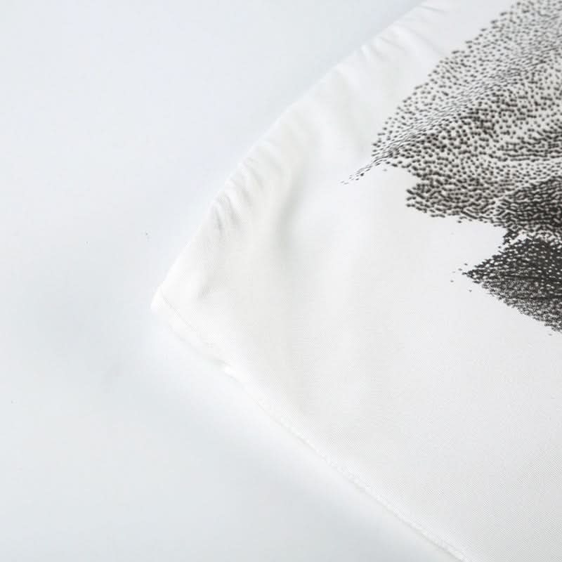 Chic Monochrome Rose Print Strapless Tube Top - Effortless Fall Style