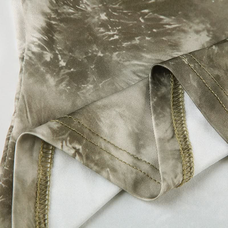 Effortless Chic Sage Tie-Dye Ruched Cami Top - Backless & Ready for Fall