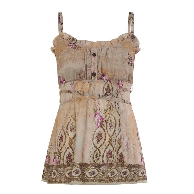 Boho Chic Floral Tie-Waist Cami Top – Your Flattering Fall Fashion Essential