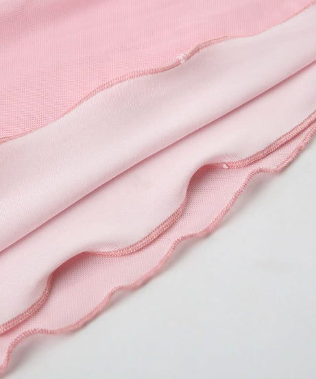 Dreamy Coquette Pink Lace Halter Mini Dress with Satin Bows