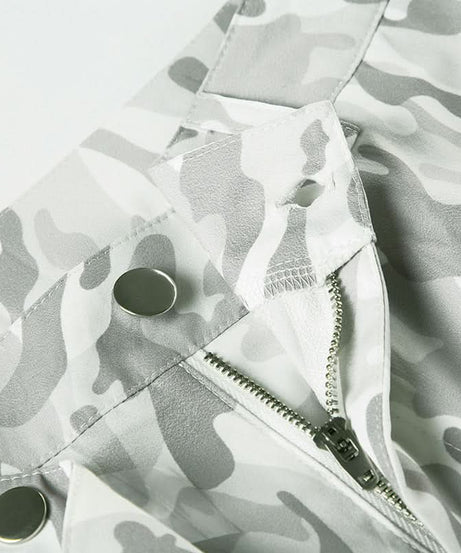 Edgy White Camo Cargo Pants with Gothic Stars | Women's Y2K Streetwear