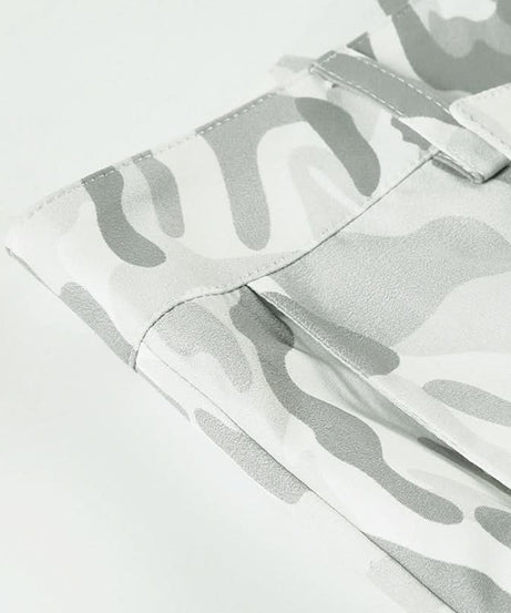 Edgy White Camo Cargo Pants with Gothic Stars | Women's Y2K Streetwear