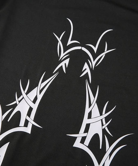 Elevated Edge: Black High-Neck Abstract Tribal Print Midi Dress - Fall's Must-Have Bodycon