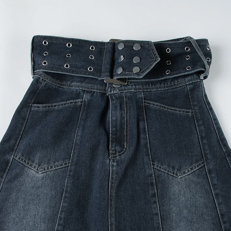 Y2K Revival Dark Wash Denim Maxi Skirt with Statement Studded Belt – Fall 2025 Must-Have