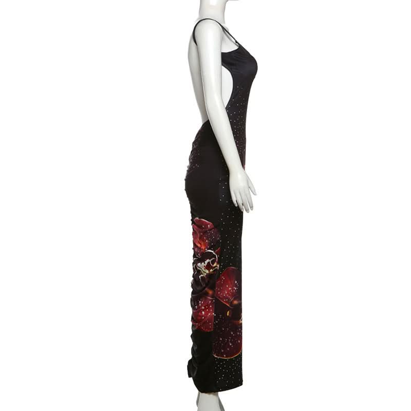 Enchanting Orchid Bloom V-Neck Slip Maxi Dress - Your Go-To for Fall Evenings & Holiday Parties