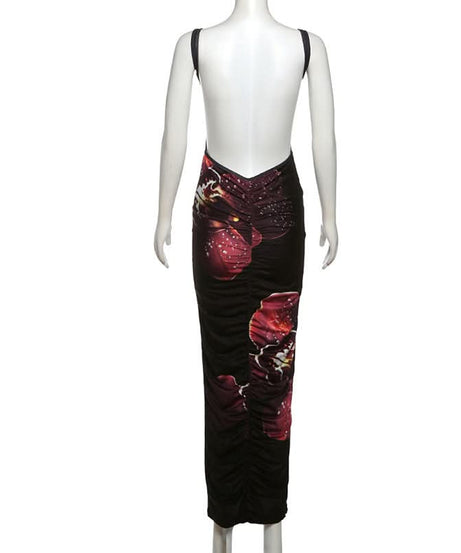 Enchanting Orchid Bloom V-Neck Slip Maxi Dress - Your Go-To for Fall Evenings & Holiday Parties