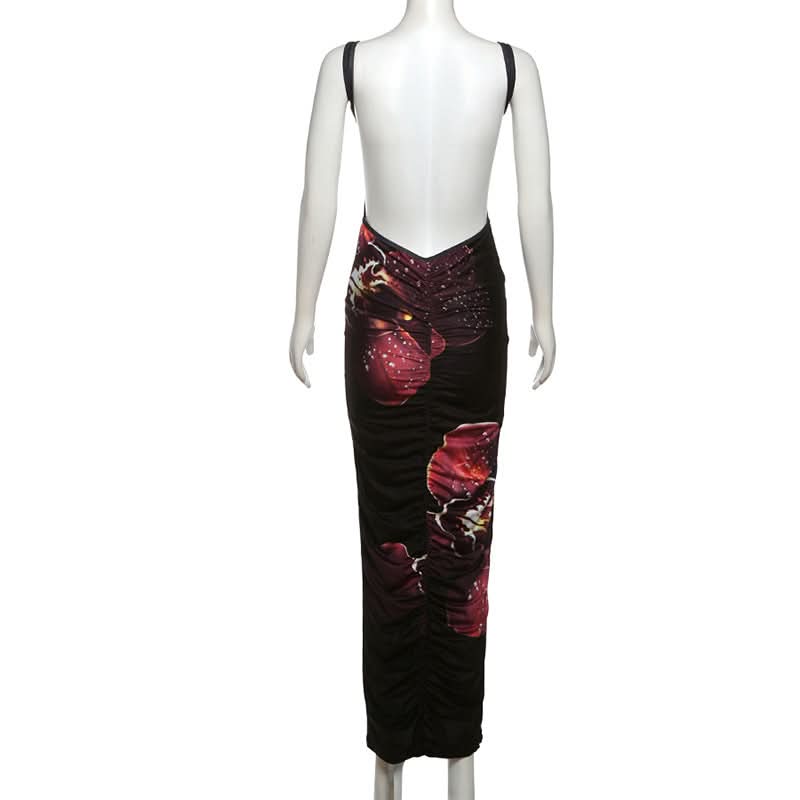 Enchanting Orchid Bloom V-Neck Slip Maxi Dress - Your Go-To for Fall Evenings & Holiday Parties