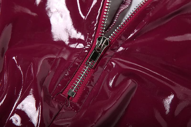Unleash Your Inner Vixen: Sleek Burgundy Faux Leather Halter Jumpsuit for Fall & Halloween Glam