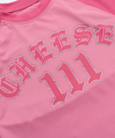 Blessed Babe Pink Rhinestone Crop Top & Tie-Side Bikini Set – Y2K Fall Fashion Trend