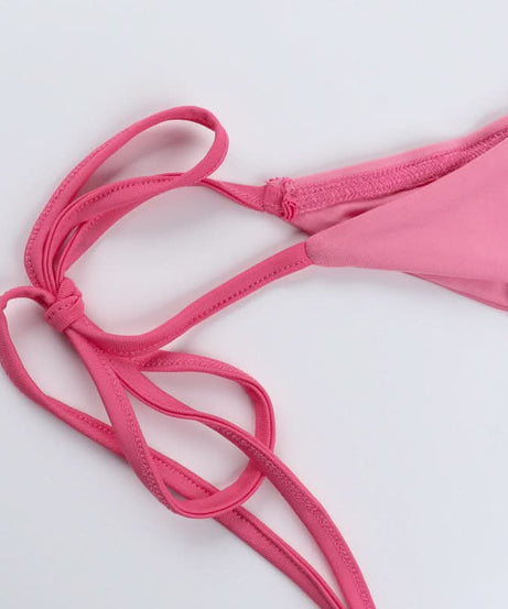 Blessed Babe Pink Rhinestone Crop Top & Tie-Side Bikini Set – Y2K Fall Fashion Trend