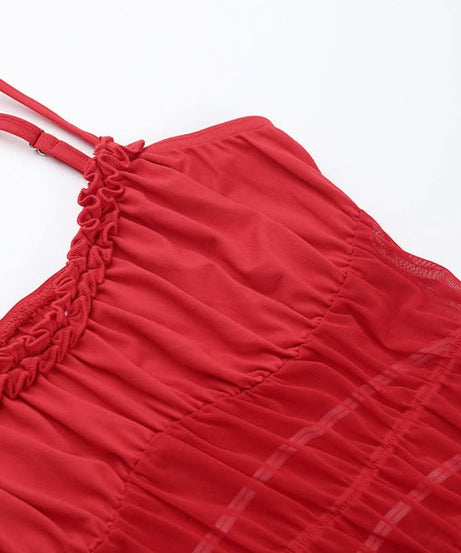 Spicy Red Tassel Mesh Cami Shorts Set - Your Flirty Fall Getaway & Cozy Holiday Loungewear