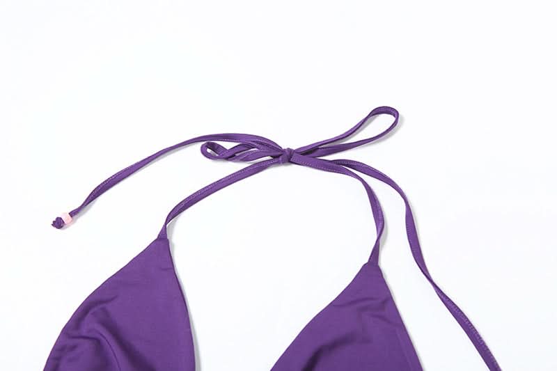 Vibrant Purple Beaded Halter Bikini Set – Your Chic Resort & Vacation Swimsuit