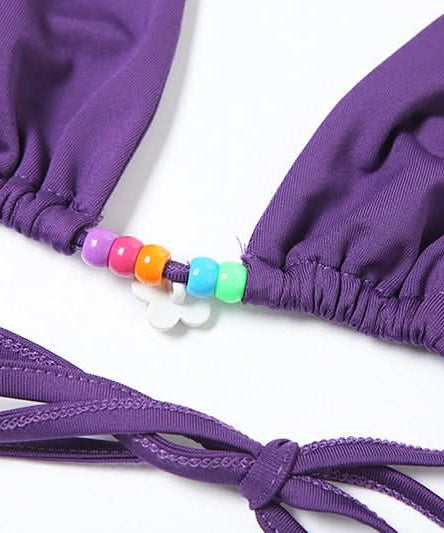 Vibrant Purple Beaded Halter Bikini Set – Your Chic Resort & Vacation Swimsuit