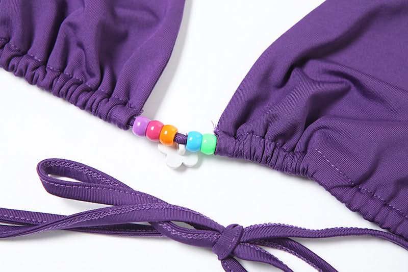 Vibrant Purple Beaded Halter Bikini Set – Your Chic Resort & Vacation Swimsuit