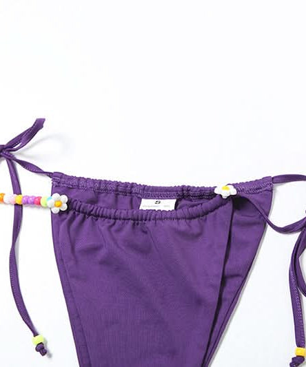 Vibrant Purple Beaded Halter Bikini Set – Your Chic Resort & Vacation Swimsuit