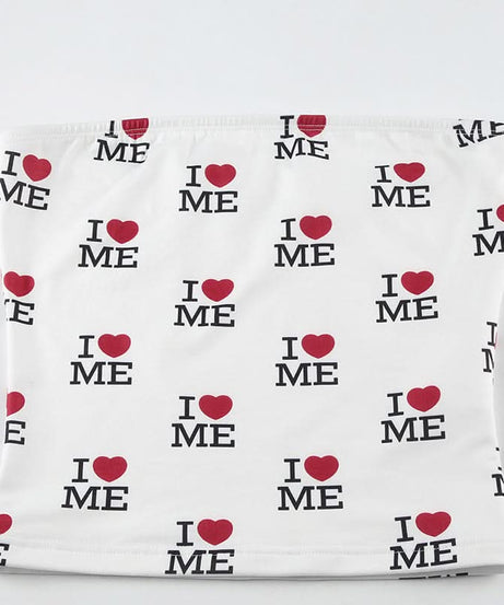 Cozy 'I ❤️ Me' Self-Love Tube Top & Shorts Loungewear Pajama Set for Women