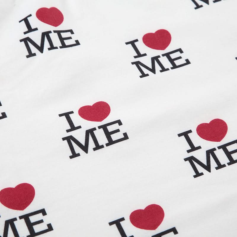 Cozy 'I ❤️ Me' Self-Love Tube Top & Shorts Loungewear Pajama Set for Women