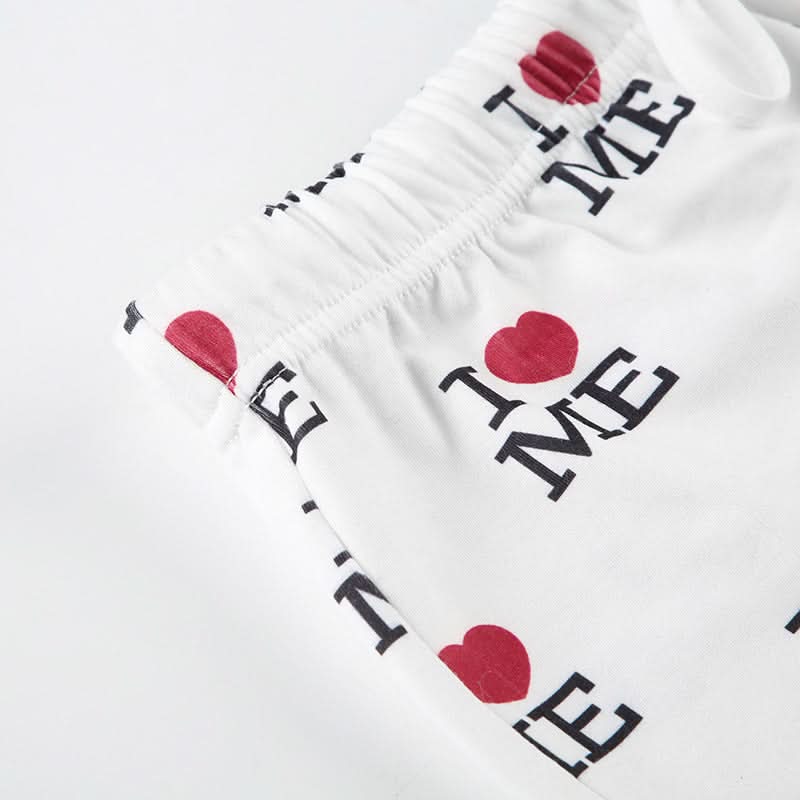 Cozy 'I ❤️ Me' Self-Love Tube Top & Shorts Loungewear Pajama Set for Women