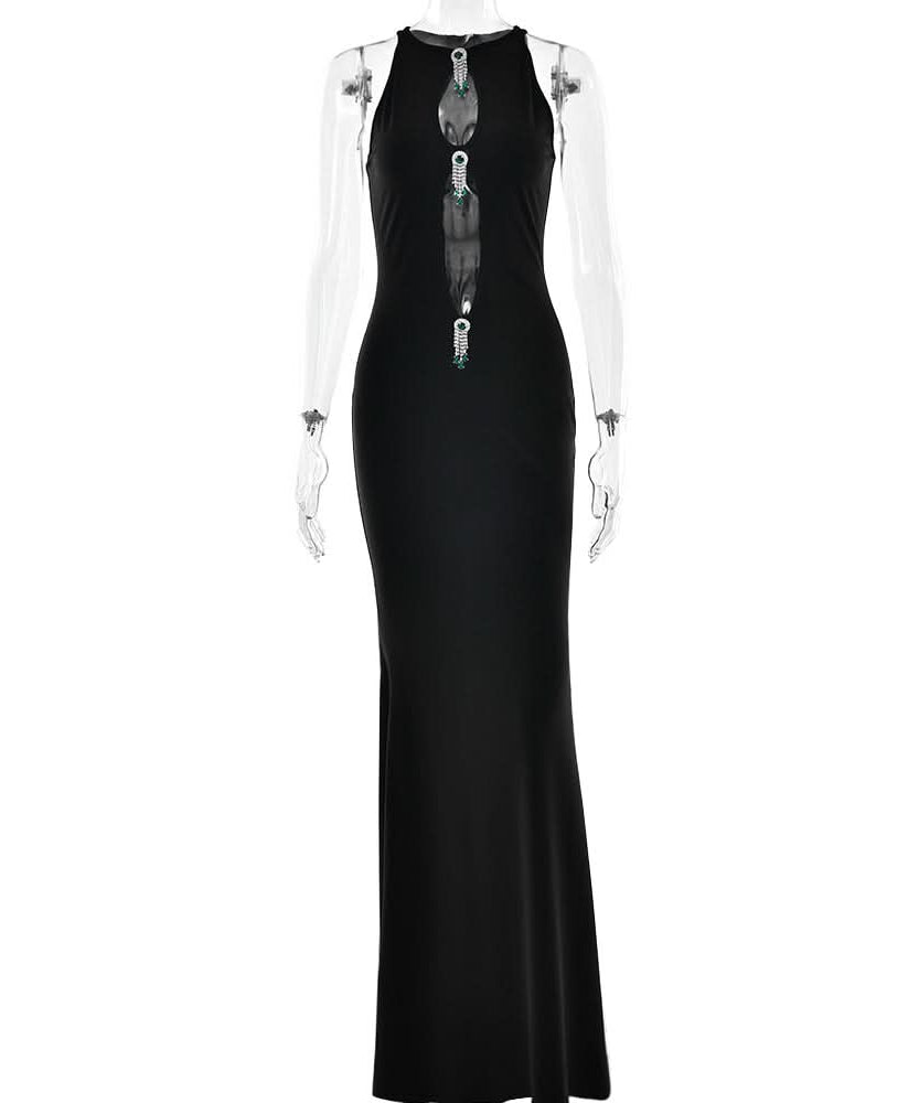 Emerald Elegance Cut-Out Maxi Dress – Dazzling Holiday Gala & New Year's Eve Glamour