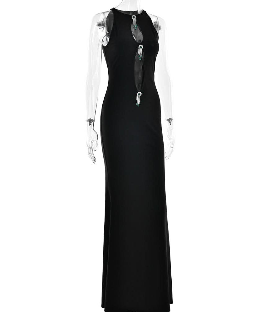 Emerald Elegance Cut-Out Maxi Dress – Dazzling Holiday Gala & New Year's Eve Glamour