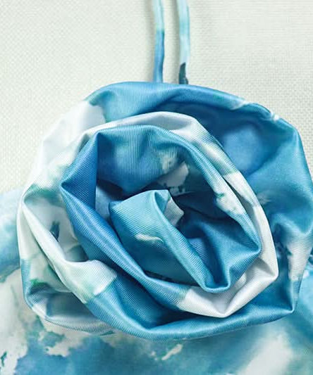 Sky Blue Floral Halter Maxi Dress with 3D Rose Applique – Your Winter Escape & Spring Fling Essential