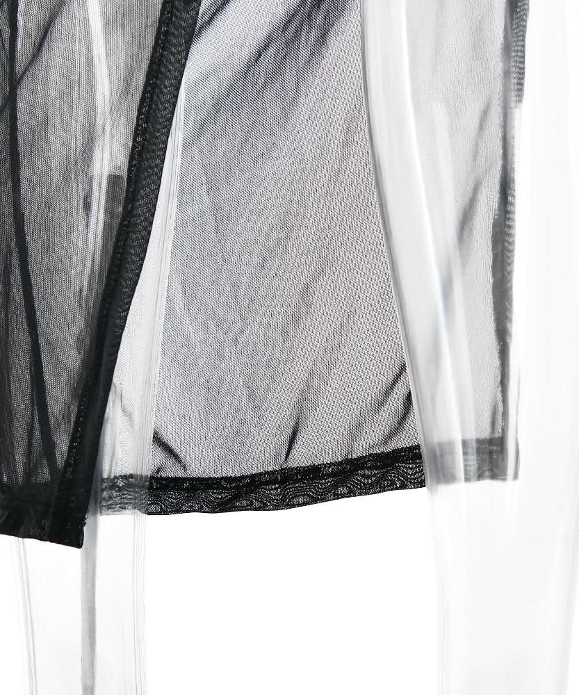 Siren Chic: Black Sheer Mesh One-Shoulder Maxi Dress Set - Your Ultimate Resort & Halloween Party Cover-Up