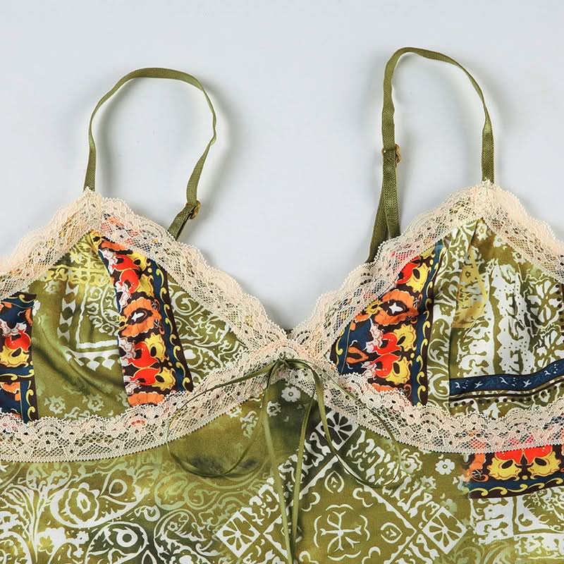 Boho Patchwork Lace Peplum Cami Top | Chic Fall Style for Women