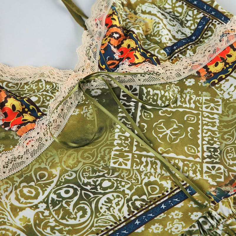 Boho Patchwork Lace Peplum Cami Top | Chic Fall Style for Women