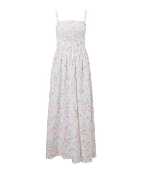 Romantic White Floral Ruched Maxi Dress - Perfect for Autumn Events & Resort Getaways
