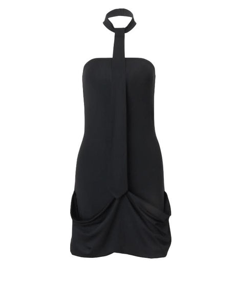 The 'Obsidian' Halter Tie Ruched Mini Dress - Your Chic Fall & Holiday Party Essential