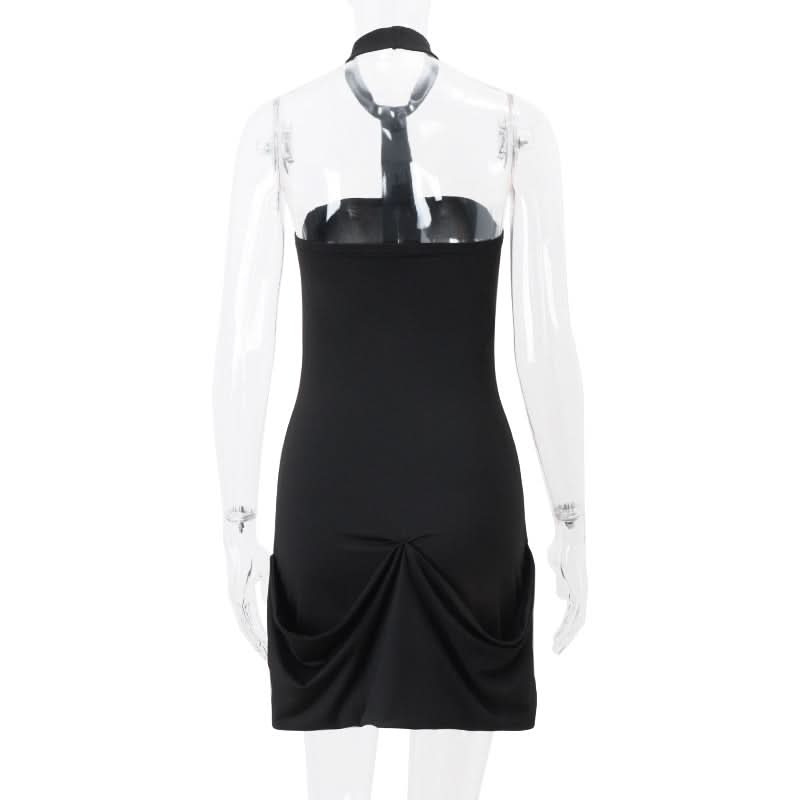 The 'Obsidian' Halter Tie Ruched Mini Dress - Your Chic Fall & Holiday Party Essential